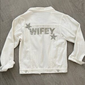 WIFEY Jean Jacket with Silver beaded Star Accents